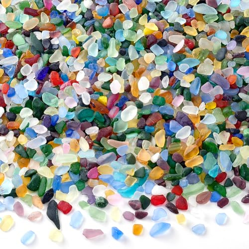 PH PandaHall 450 g, pietre di vetro marino, colorate, in vetro smerigliato, pietre preziose miste per acquari, ghiaia per acquari, riempitivi per vasi, artigianato fai da te e decorazioni per la casa