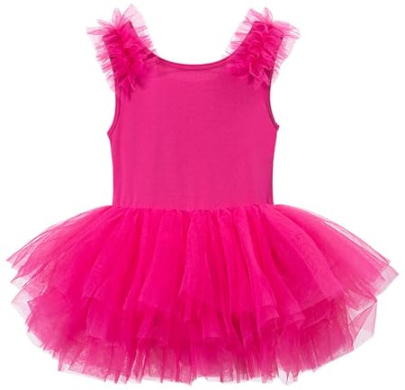 Vestido de ballet para niña, con tutú, sin tirantes, color sólido, para primavera y verano