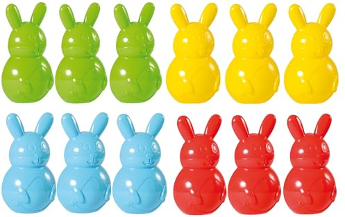 Ameisenkeks Uppsättning om 12 sandformade hare – färgglada 3D-påskharen formar för sand och strand – hållbart påskbo för fyllning – 15 x 25,5 x 7,5 cm