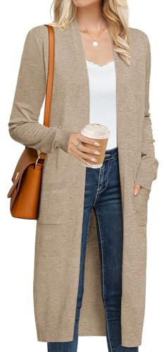 GRACE KARIN Long Women's Cardigans Knit Long Sleeve Casual Elegant Cardigan | long sleeve, knitted, long, v neck, casual, solid, warm, lightweight, cozy