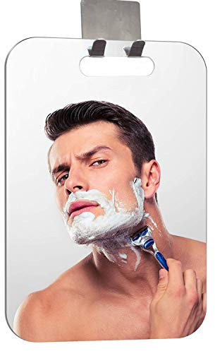 APHUIME Fogless Shower Mirror (11inX7.48in), Anti-Fog Frameless Wall Hanging Makeup & Shaving Bathroom Accessory (Large, Shaver Hook)