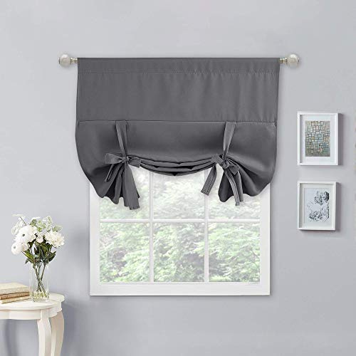 NICETOWN Cortinas Opacas Romanas para Ventana de baño, Puerta, Cocina (Gris, 1 Panel, 101,6 cm de Ancho por 137 cm de Largo)