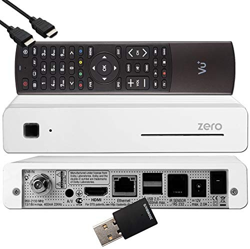 VU+ Zero HW Version 2 - 1 sintonizador DVB-S2 FullHD E2 Linux receptor, YouTube, receptor satélite con función de grabación, lector de tarjetas, multimedia, HDMI EasyMouse, lápiz WiFi 300Mbit, blanco