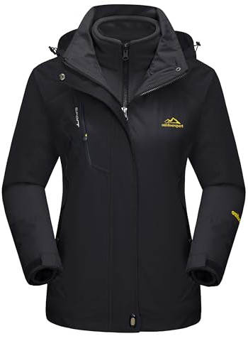 MAGCOMSEN Women Ski Jacket Waterproof Winter Jackets for Women Outdoor Snow Windbreaker Jacket Skiing Womens Jackets Pure Black M