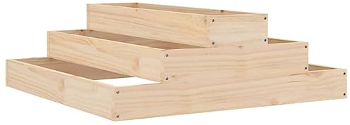 vidaXL Pflanzkübel, Blumenkasten Stufen-Design, Pflanzkasten Hochbeet für Garten Dekorativ, Pflanzpyramide Kräuterpyramide, Massivholz Kiefer