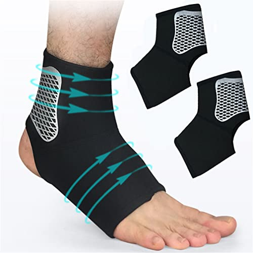 Ankle Brace Support Sleeves, 1 Pair Adjustable Elastic Sports Ankle Brace Sleeves, Ankle Fixation Bandage for Relieve Pain Exercise Arthritis Metatarsal Fasciitis Arch Support Basketball (Large)
