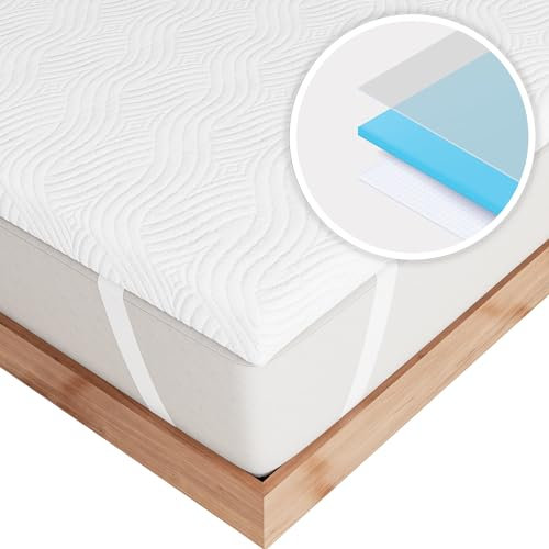 Degrees of Comfort 2 Inch Thick Memory Foam Mattress Topper Double Bed Soft Bamboo Cover for Back Pain, Mattress Topper with Anti-Slip Removable Washable Cover Rest Easy (5cm, Double Size 135x190cm)