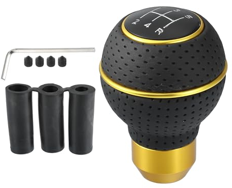 QUARKZMAN 1Set 5 Velocità Pomello Cambio Auto Nero Pelle Finta Filo Giallo