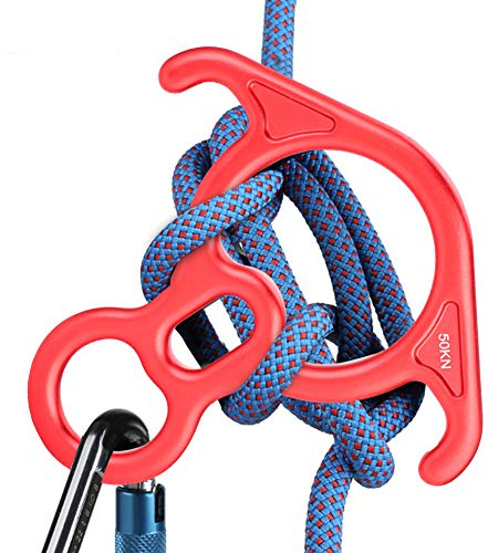 NestNiche 50KN 8 Abseilgerät, Aluminium-Kletterfigur 8 Abseilgerät, Sicherungs- Und Abseilgerät Mit Gebogenen Ohren, Abseilring Für Outdoor-Klettern, Rettung