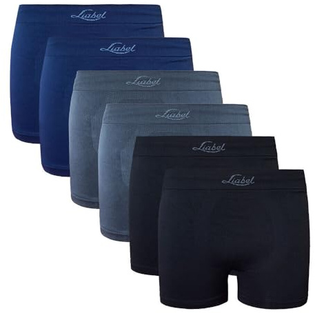 Liabel Slip/Boxer da Uomo Seamless Confezione da 6Pz – Mutande da Uomo in Microfibra Senza Cuciture Made in Italy (LXL, Boxer 2neri,2grigi,2blu)