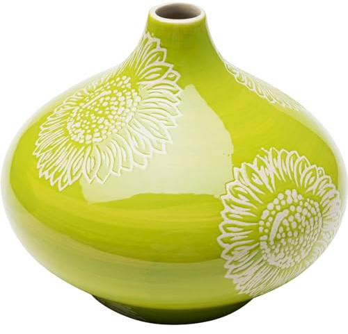 Kare Design Vase Big Bloom, Grün, Deko Vase, Blumenvase, Porzellan, handgearbeitet, Unikat, 21 cm (H)
