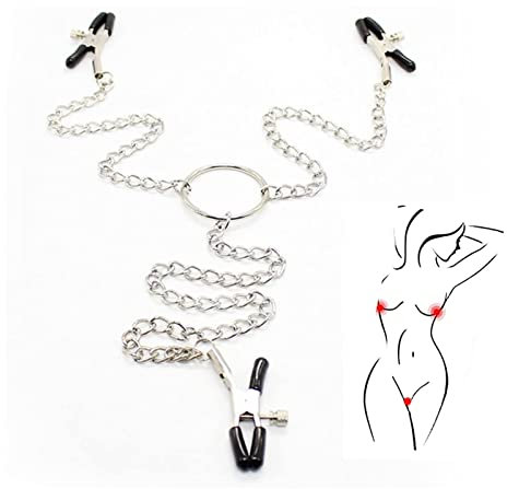 Generic Nipple Clamps with Chain, Nipple Clamps Non Piercing, Non Piercing Nipple Jewelry for Women, Nipple Jewelry, for Women and Men (Black)