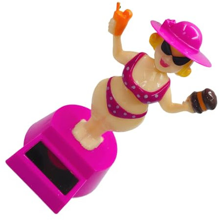 EIOLWJIEO Solar Powered Car Decor Dashboard Display Ornament Car Solar Powered Toy Dancing Figures ABS Car Ornament Interior Safe, red