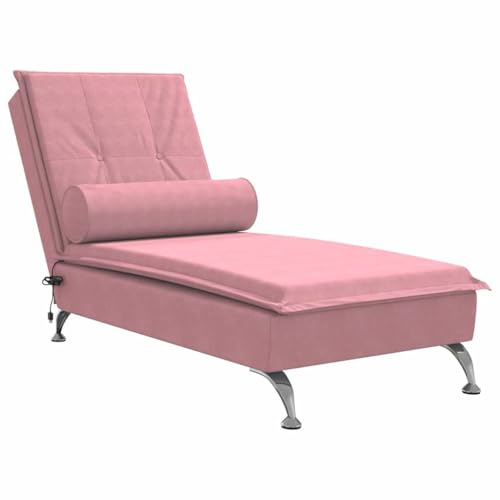 vidaXL Massageschäslong med bolster rosa sammet