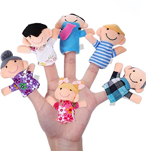 Eioflia Fingerdockor, fingerdockor set söt glad familjemedlem stil mjuk plysch baby berättelse tid fingerdockor för barn, shower, lektid, skolor 6 st/set