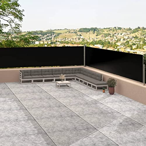Keyroto Store latéral pour balcon, marquise latérale, brise-vent, terrasse, store latéral extensible pour terrasse, noir, 117 x 1200 cm