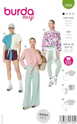 burda easy Schnittmuster Damen T-Shirt in 3 Varianten Gr. 34-48