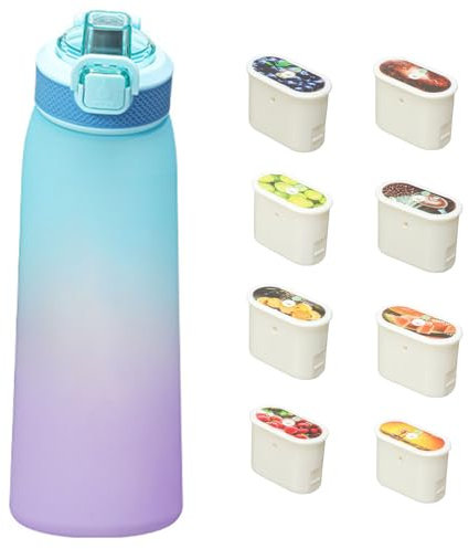1000ml Luft Wasserflasche Sport Air Wasserflasche mit Pods BPA Frei Starterset 0 Zucker, Trinkflasche mit 8 Geschmack für Laufen Fitnessstudio (C)