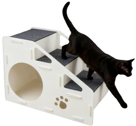 Escaleras para Perros,Escaleras Antideslizantes Para Animales Pequeños - Rampa de 4 Pasos con Cueva para Razas Pequeñas | Para Cama Alta Sofá Razas Pequeñas Medianas Grandes Cachorro Gatito Gatos Perr