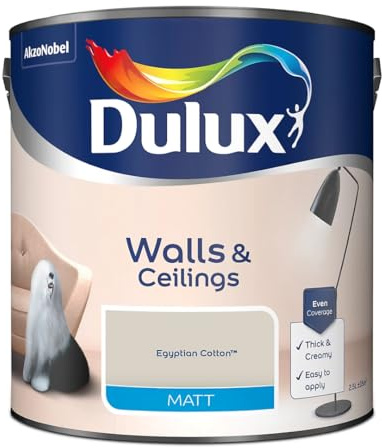 Egyptian Cotton Walls & Ceilings Matt Emulsion Paint 2.5L – Smooth Creamy Finish, Quick Dry, Low VOC, Easy Application for Interior Walls & Ceilings