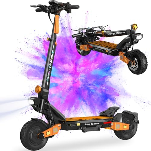 Ruitoo T2 Master Trottinette Électrique, Autonomie Max 65KM, Double Moteur, Batterie 52V 20.8Ah, Pneus Tout-Terrain 10 Pouces, 3 Mode de Vitesse, Affichage Intelligent, Facile à Plier