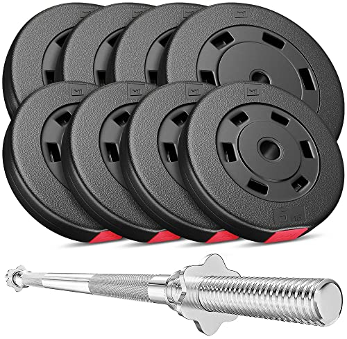 Hop-Sport Hantelset 69 kg Langhantel-Stange Hantelcheiben 4x10 kg + 4x5 kg