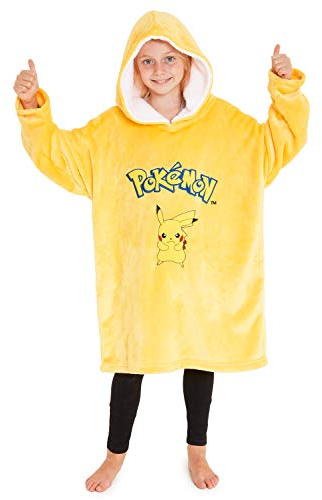 Pokemon Sudadera Niño, Pikachu Sudadera Manta con Capucha de Forro Polar, Sudaderas Oversize para Niños, Regalos para Niños y Adolescentes 7-14 Años