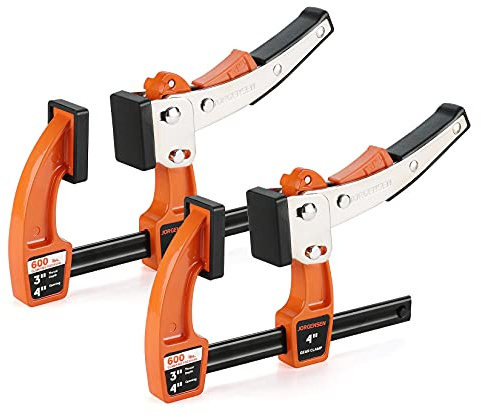 Jorgensen 4-inch Bar Clamp Set, Ratcheting Bar Clamp for Woodworking, Quick Release Gear Clamp with 600 lbs Load Limit - 2 Pack
