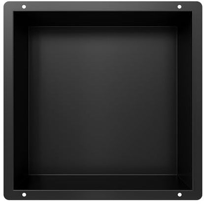 Neodrain Ducha de pared de acero inoxidable, sin bordes, estante individual, almacenamiento, nicho de ducha para baño, 30 x 30 x 10 cm, color negro