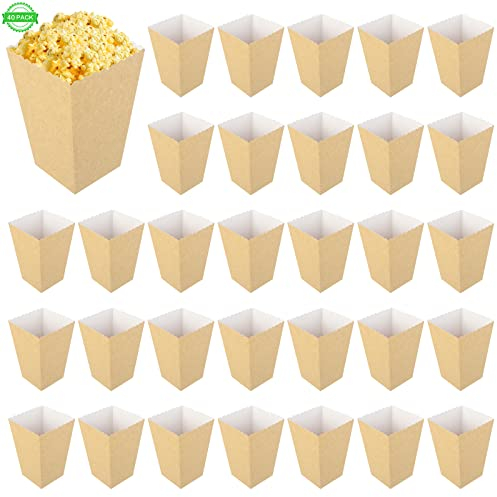Tinyriz 40 Pcs Boîtes à Popcorn en Papier Sac de Popcorn Conteneur de Bonbons en Carton Classique Rétro Boîtes à Popcorn pour Enfants Fêtes Anniversaire Soirée Noël Cinéma Cadeaux, HR-PopcornBox-020