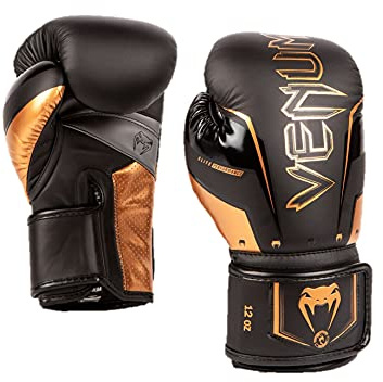 Venum Guantes de Boxeo Elite EVO - Negro/Bronce - 14-Ounce