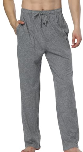 HomyComy Pyjamasbyxor för män, långa bomullsbyxor, nattkläder, pyjamas med elastisk midja, vardagskläder för män