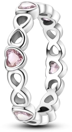 NARMO Bague pour filles 925 bague en argent sterling bague empilable coeur Rose bague d'amour éternel taille 59