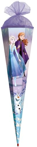 ROTH Schultüte groß Disney Frozen 100 cm - 6-eckig, Tüllverschluss, ROT(H)-Spitze - Zuckertüte Disney Frozen Schulanfang