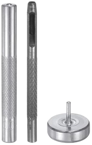 Sourcing Map Eyelet Hole Punch Die - 3mm & 3.5mm Leather Hollow Hole Punch - 45# Steel Eyelet Grommet Setting Tool Kit with Base for Fabric, Clothing, Crafts & Bags