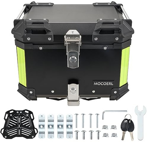 MOCOERL Bauletto per moto impermeabile da per deposito bagagli per casco con bauletto per moto (Nero, 45L)