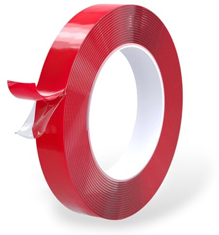 Dpm Tapes - Cinta adhesiva de doble cara transparente extra resistente para montaje invisible de tiras LED, instalaciones de oficina, carteles, fotos, accesorios automotrices, bricolaje, 12 mm x 5 m