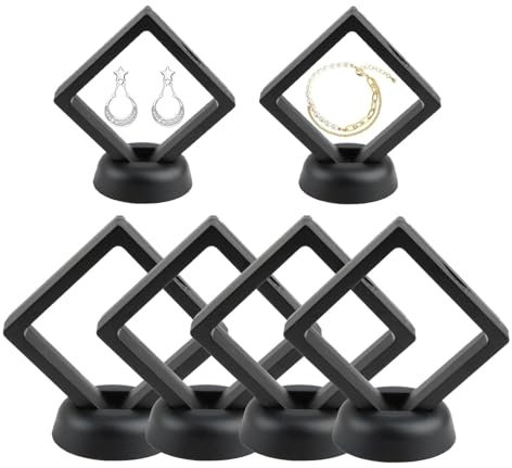 Dumhuts 4pcs Vitrine Flottante avec Base Boîte à Bijoux Transparente - Organisateur de Bijoux 3D avec Effet de Lévitation - Ensemble de 4