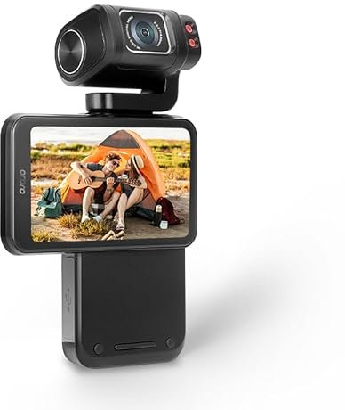 5 K Camara Vlog, 3.5'' Pantalla Táctil Giratoria Videocamara, CMOS 1/2.5'', Vídeo 4K/60FPS & 5K/30FPS, 360 Min de Autonomía, Visión Nocturna IR Vlog Camara con Tarjeta SD 64G para YouTube Vlogs