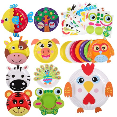 SUPVOX Animal Paper Plate Stickers Paper Plate Stickers for Boy Girl Crafts Ages and Boys Decals Kit for and Girls Party Tableware and Craft Supplies