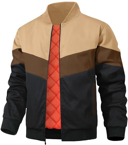 Zaitun Men's Jackets Lightweight Bomber Jacket Winter Warm Quilted Lined Coats Casual Windbreaker Varsity