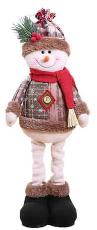 qokeeu Large Christmas Doll Figurine, Adjustable Telescopic Christmas Figures Decorations Standing Dolls Santa Claus Figurine Snowman Elk Doll Ornaments With Telescopic Legs For Kids