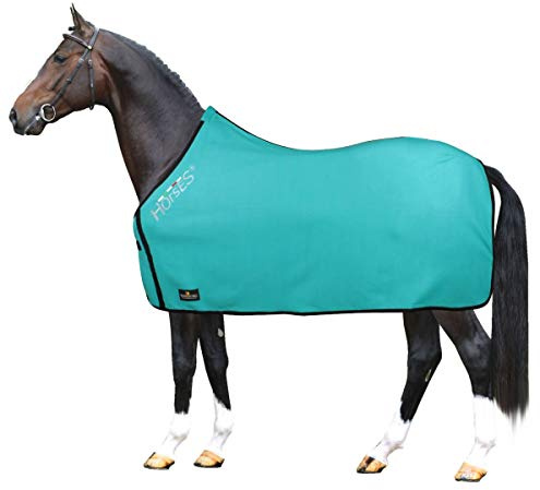 Horses, Manta Polar Para Caballos, Modelo Basic, Suave y Confortable, Ideal Para Transporte y Después del Trabajo (Azul- 120 cm)