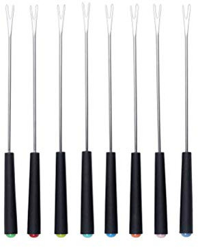 OSALADI Fonduegabel, Smores, Stäbchen aus Edelstahl mit hitzebeständigem Griff, 8 Stück, für Braten, Fleisch, Schokolade, Springbrunnen, Desserts, Käse, Marshmallows, zufällige Farbe