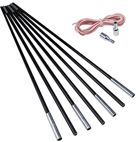 Fiberglas Zeltstange Ø 9,6 mm - 550 cm aus 9 Segmenten - mit Gummizug und Einfädelhilfe Zeltgestänge Zeltstangen - Ersatzstangen für Zelte - Kürzbar - Biegeradius 120cm