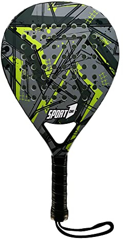 Sport1 racchetta da padel Gamer, 50% fibra di vetro 50% carbonio, forma a goccia per giocatori ricreativi. Pala morbida e sensibile ideale per giocatori con colpi medio potenti. Nera, Taglia unica