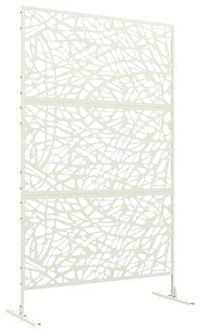 Outsunny Panneau Brise Vue décoratif extérieur, paravent extérieur en Acier, pour Jardin, Balcon, terrasse (Géométrique Blanc)
