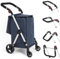 LEUYA ABC Einkaufstrolley, 46 l, Einkaufstrolley, 4 Räder, mit Kühltasche, verstellbare Griffe, faltbar, leicht, aus Aluminium (blau)