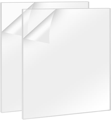 KEILEOHO 2 PCS 6mm Clear Acrylic Sheet, 300 x 300mm Plastic Sheets, Transparent Acrylic Boards Panels for Picture Frame Replacement, DIY Display Projects