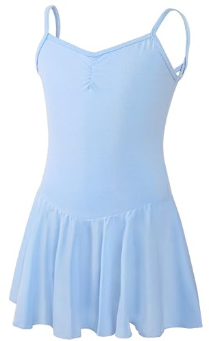 LingTing Ballet Dress for Girls Blue Leotards With Chiffon Skirt for Gymnastic,Dance